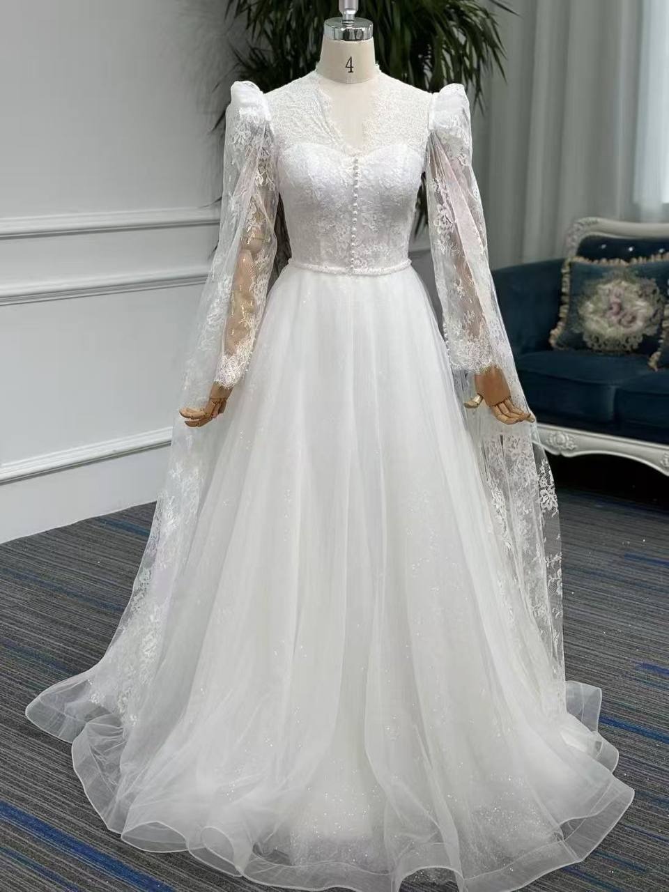 Свадебное платье SS-259Fatin со шлейфом